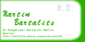 martin bartalits business card